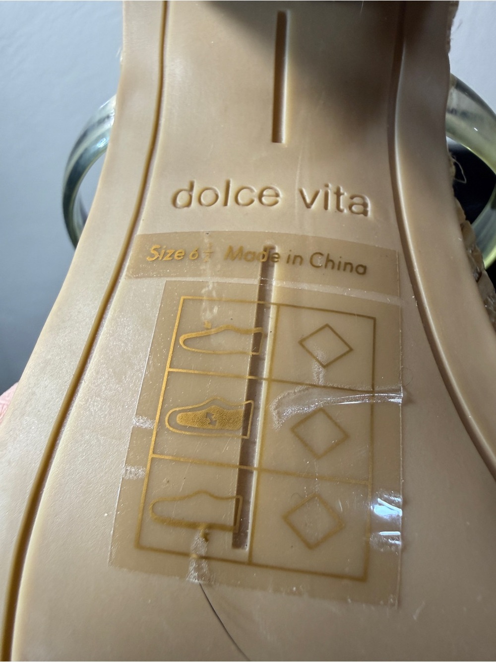 Dolce Vita Raffia Clear Strap Block Heel Sandals Size 6.5 Neutral Resort Chic - Picture 8 of 8
